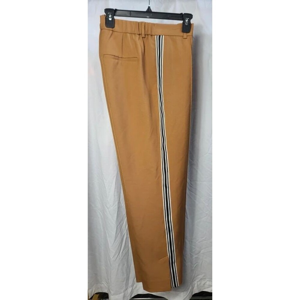 $119 a loves a Brown Wide Leg Trouser Pants Stripe Elastic Back Size 10 Career